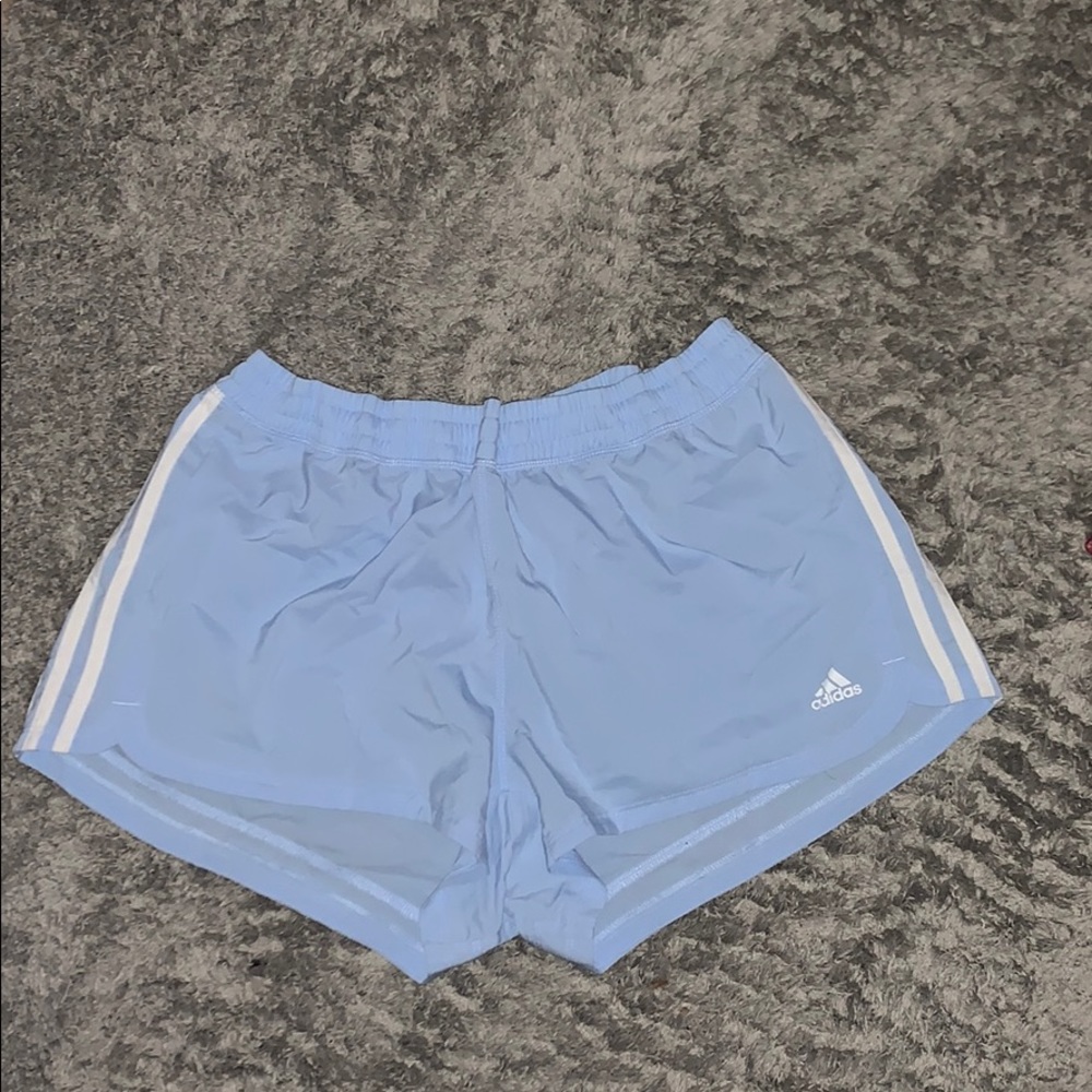 Blue and white adidas shorts